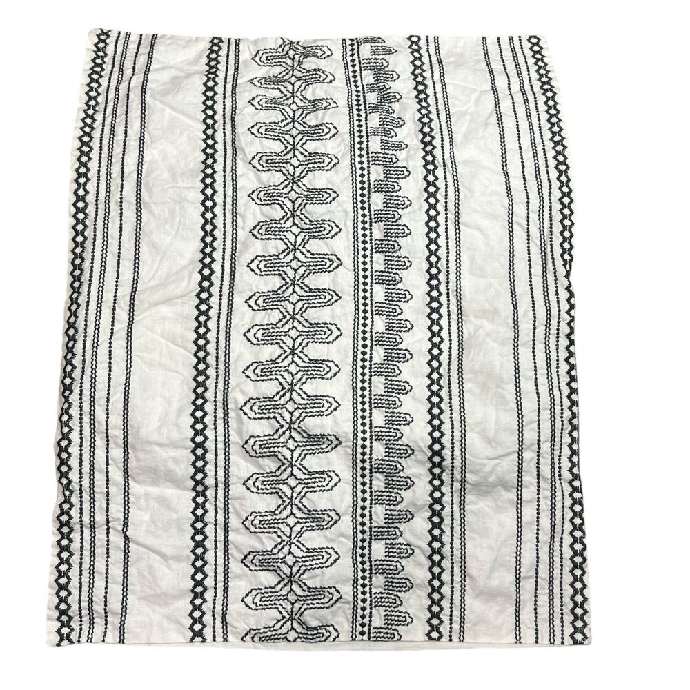 Hearth & Hand Magnolia Pillowcase Full Queen White Black Embroidery farmhouse